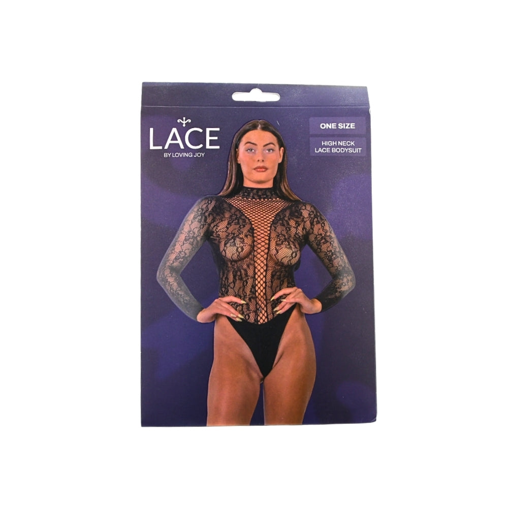 Lace by LJ High Neck Bodysuit – Elegant Floral Lace Lingerie
