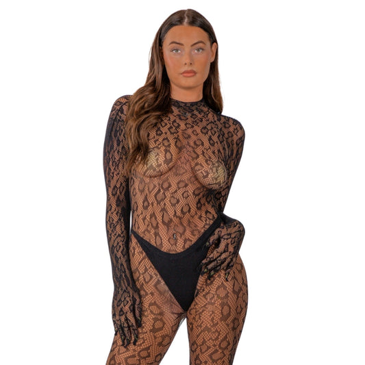 Lace by LJ Gloved Leopard Print Catsuit – Full-Length Catsuit