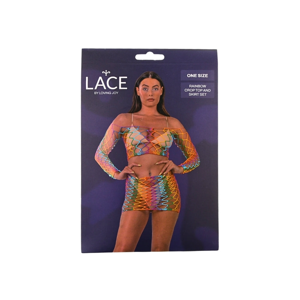 Lace by LJ Rainbow Crop Top and Mini Skirt Set – Festival Lingerie