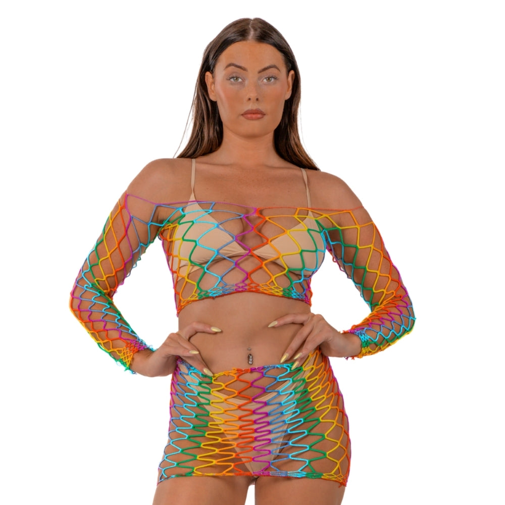 Lace by LJ Rainbow Crop Top and Mini Skirt Set – Festival Lingerie