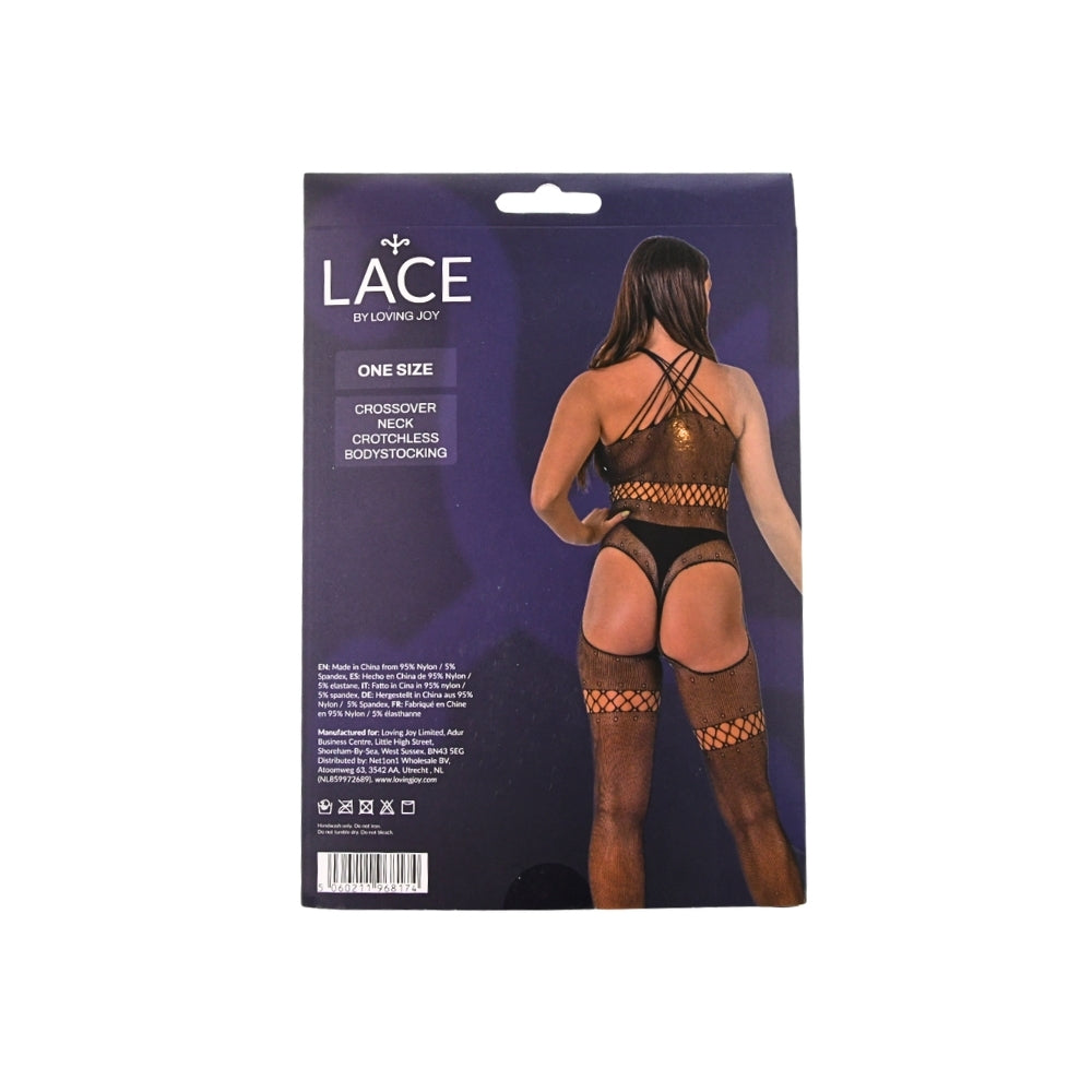 Lace by LJ Crossover Neck Crotchless Bodystocking – Lingerie