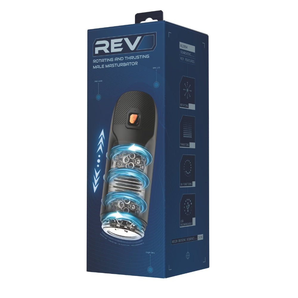 Rev Rotating and Thrusting Male Masturbator – USB Rechargeable Male Masturbator