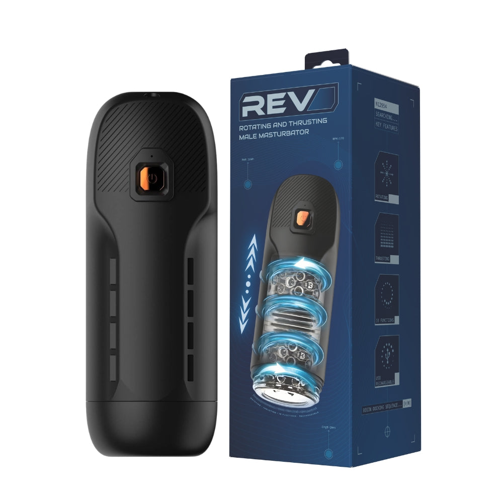 Rev Rotating and Thrusting Male Masturbator – USB Rechargeable Male Masturbator