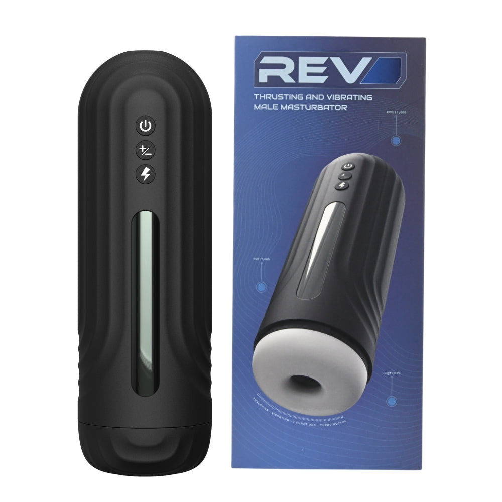 Rev Thrusting and Vibrating Male Masturbator – USB Rechargeable Masturbator