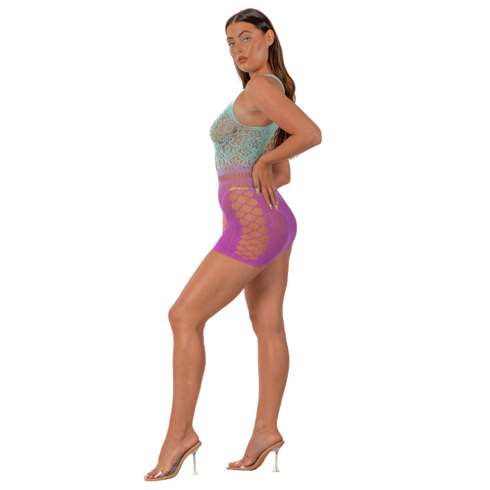 Lace By LJ Ombre Faux Lace-Up Mini Dress
