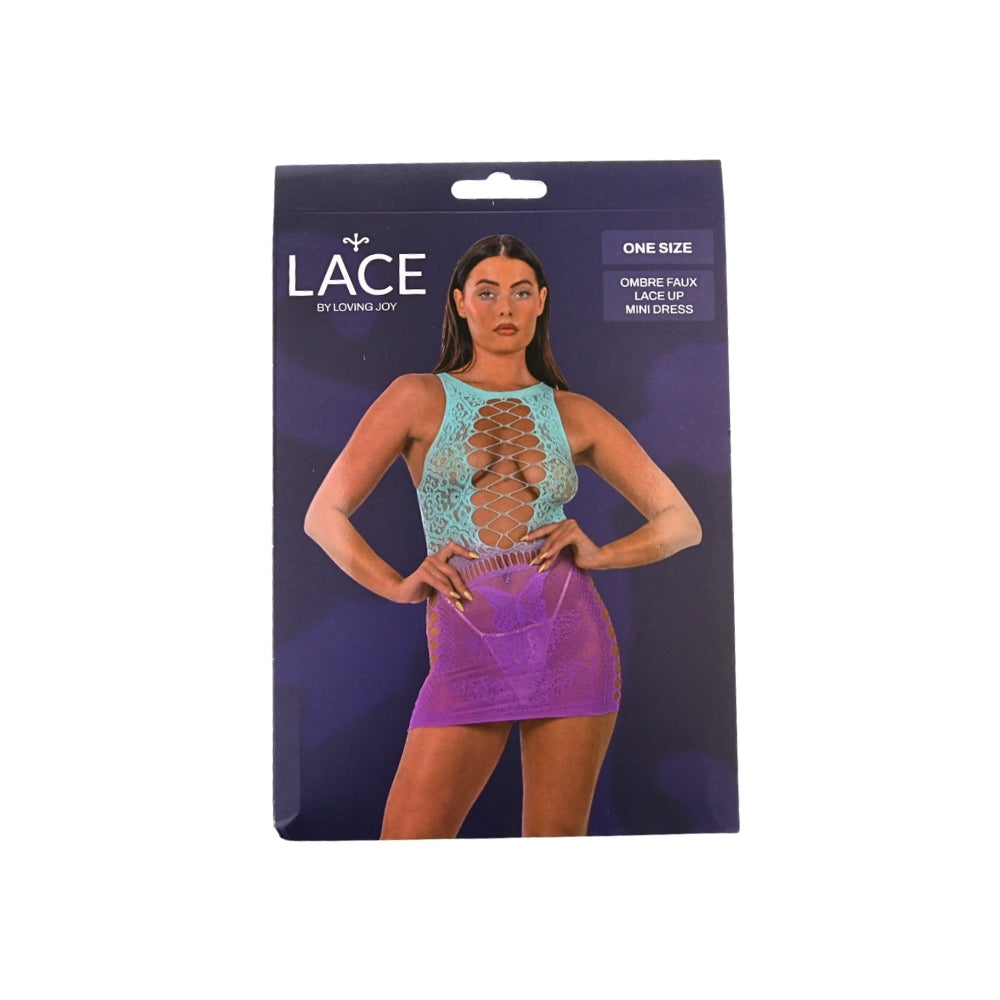 Lace By LJ Ombre Faux Lace-Up Mini Dress
