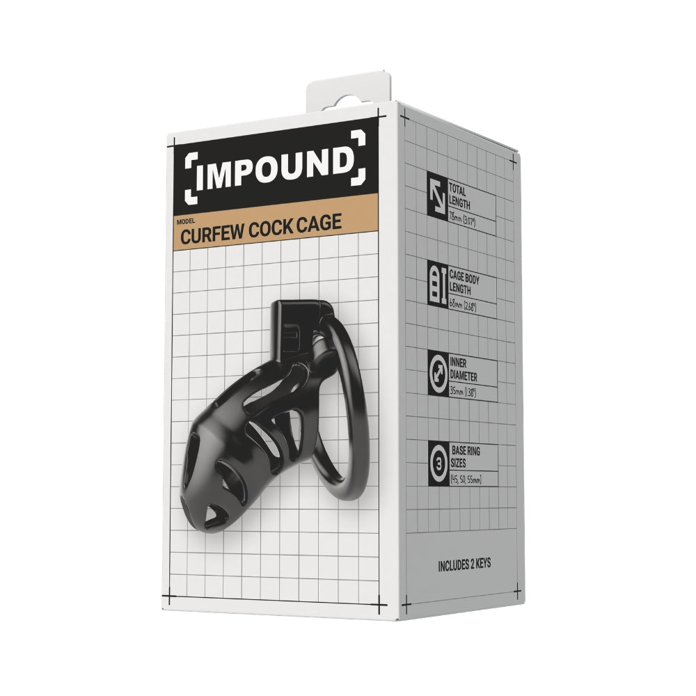 Impound Curfew – Chastity Cage with Multiple Base Rings 78mm Length