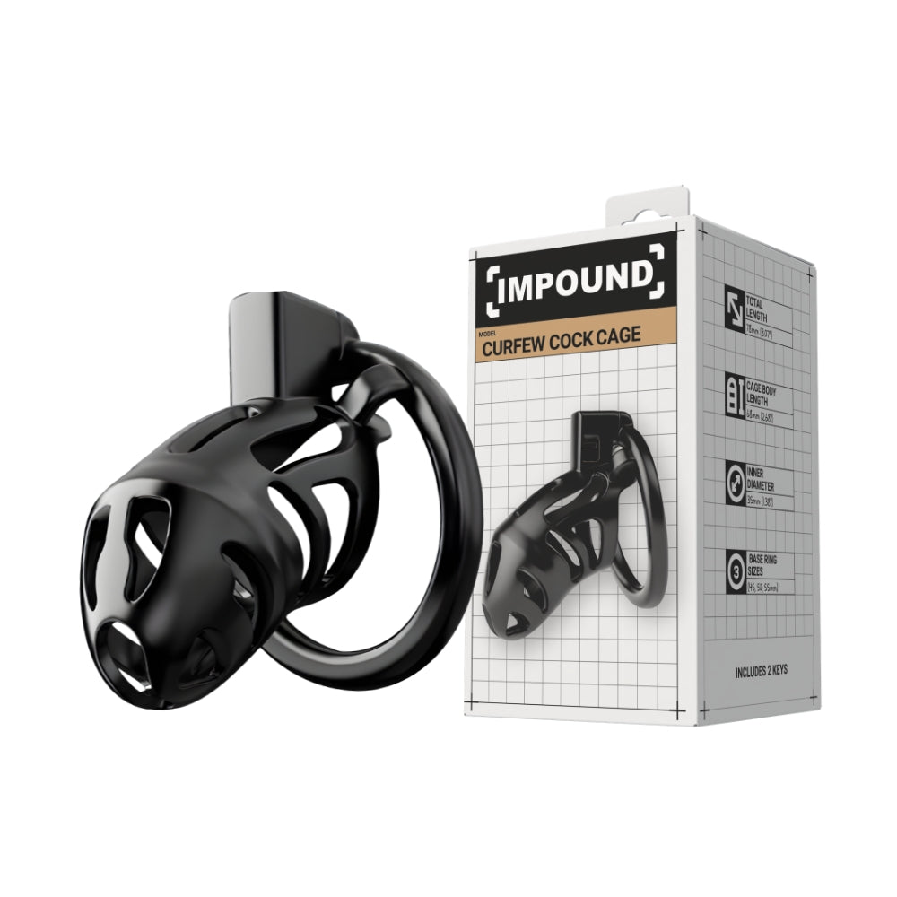 Impound Curfew – Chastity Cage with Multiple Base Rings 78mm Length