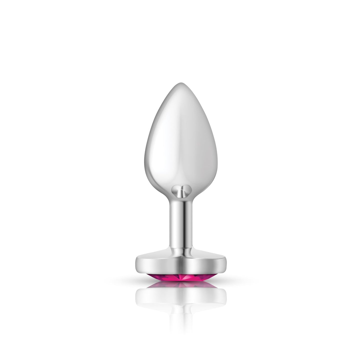 Cheeky Charms Silver Metal Butt Plug with Heart Pink Jewel Small