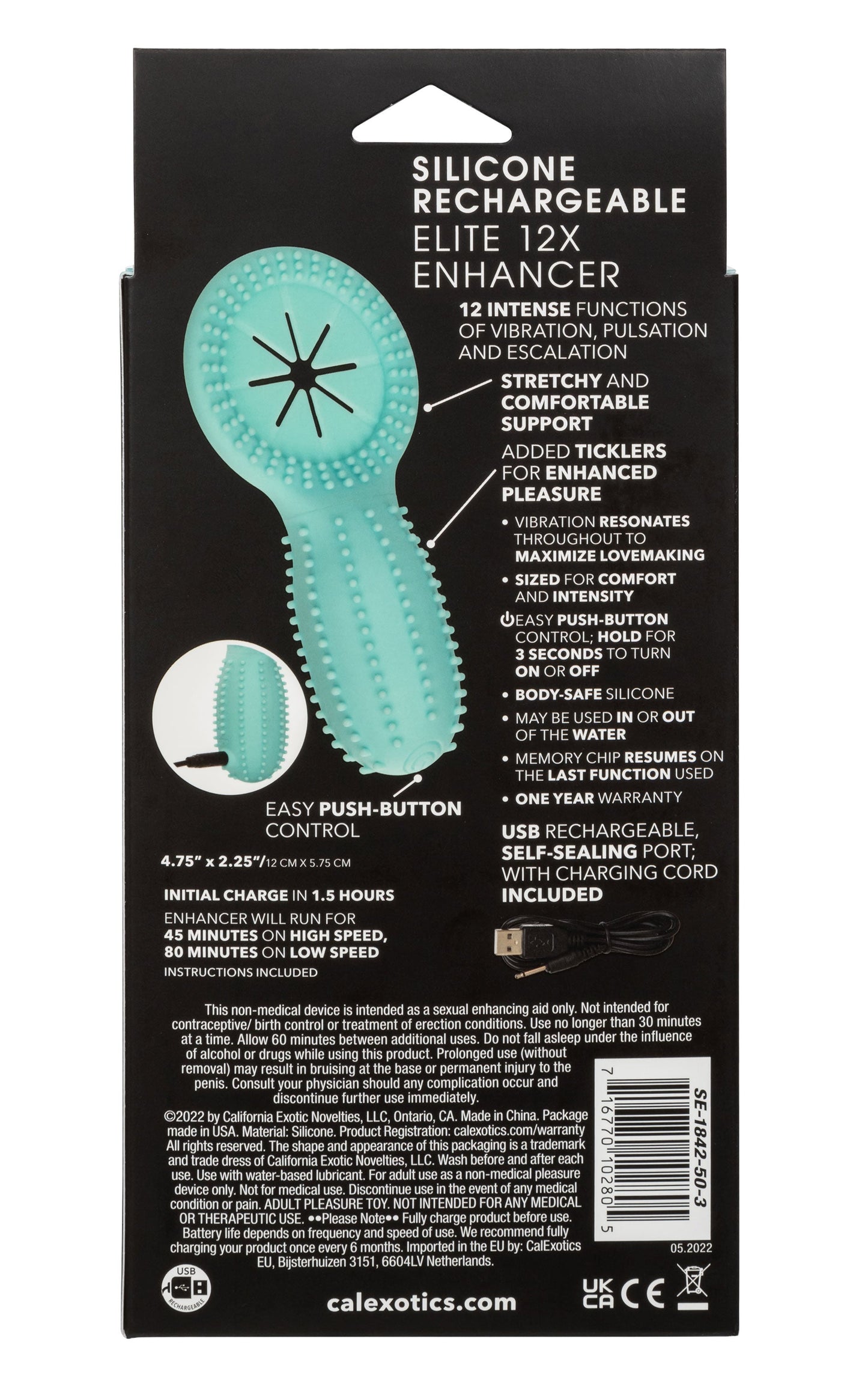 Elite 12X Enhancer – Rechargeable Vibrating Cock Ring with 12 Vibration Settings