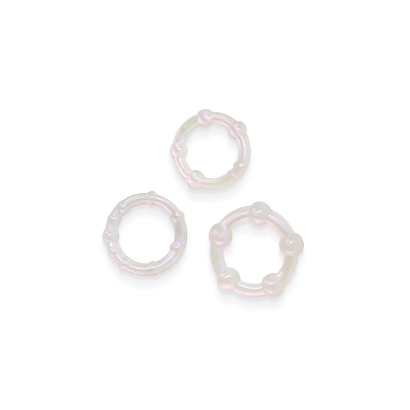 Fantasia Pearl Pearlescent Beaded Cock Rings Set of 3 Sizes – Flexible Cock Rings