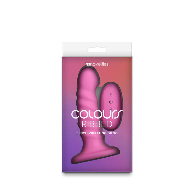 Colours Ribbed 5 Inch – Rechargeable Wireless Remote Vibrating Dildo