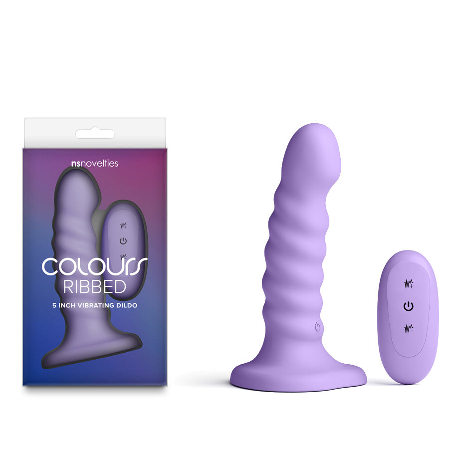 Colours Ribbed 5 Inch USB Rechargeable Waterproof Dildo with Wireless Remote
