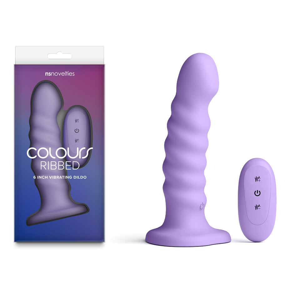 Colours Ribbed 6 Inch USB Rechargeable Vibrating Dildo with Wireless Remote