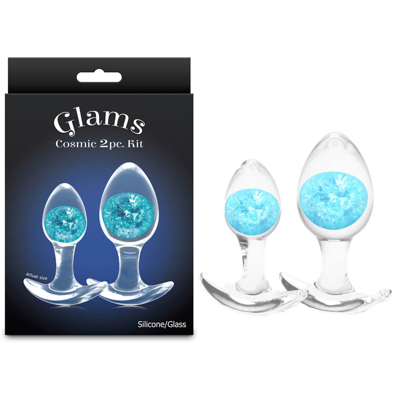 Glams Cosmic 2-Piece Trainer Kit (Clear) – Body-Safe Silicone Butt Plug Set