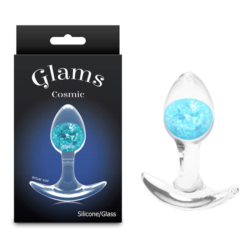 Glams Cosmic (Clear) – Small Sparkly Liquid Silicone Butt Plug 8.1 cm