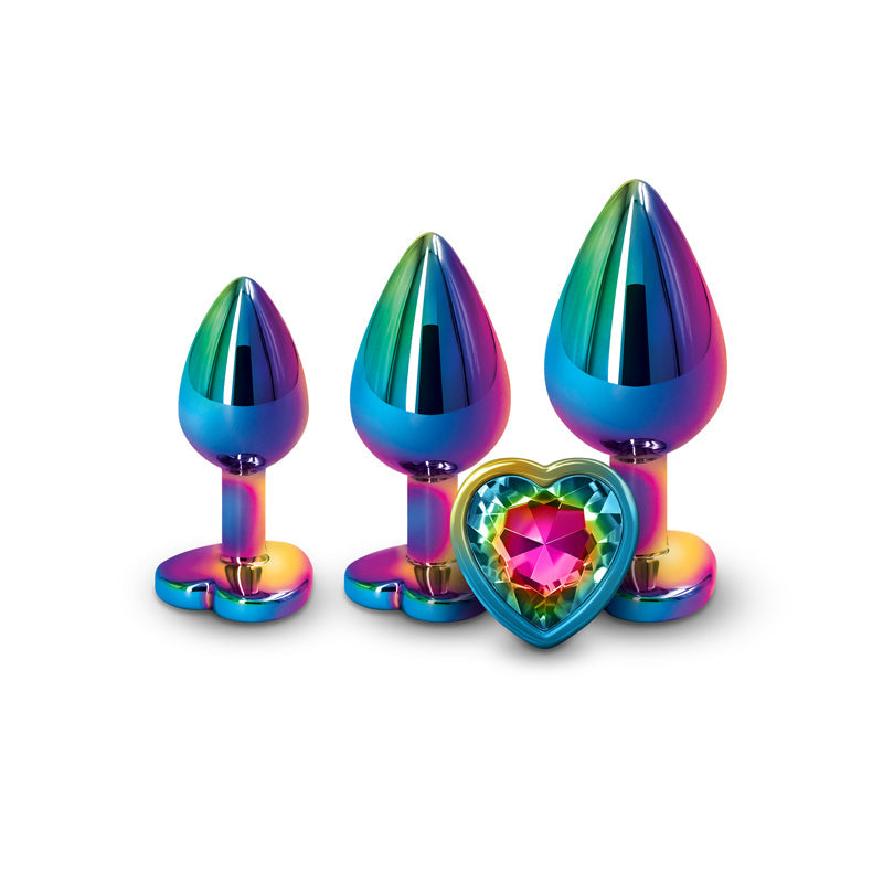 Rear Assets Trainer Kit (Multicolor) – Chrome-Plated Graduated Metal Butt Plug Set with Heart Jewel
