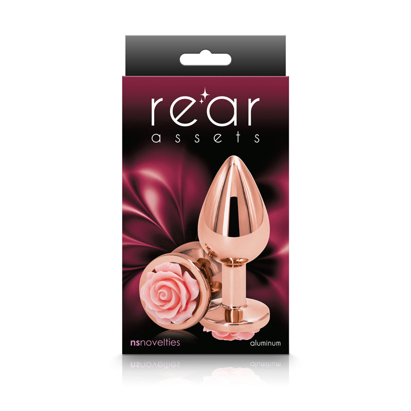 Rear Assets Rose Medium (Pink) – 8.9 cm Chrome-Plated Metal Butt Plug