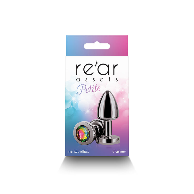 Rear Assets Petite (Gunmetal) – 6 cm Lightweight Metal Butt Plug with Rainbow Gem Base