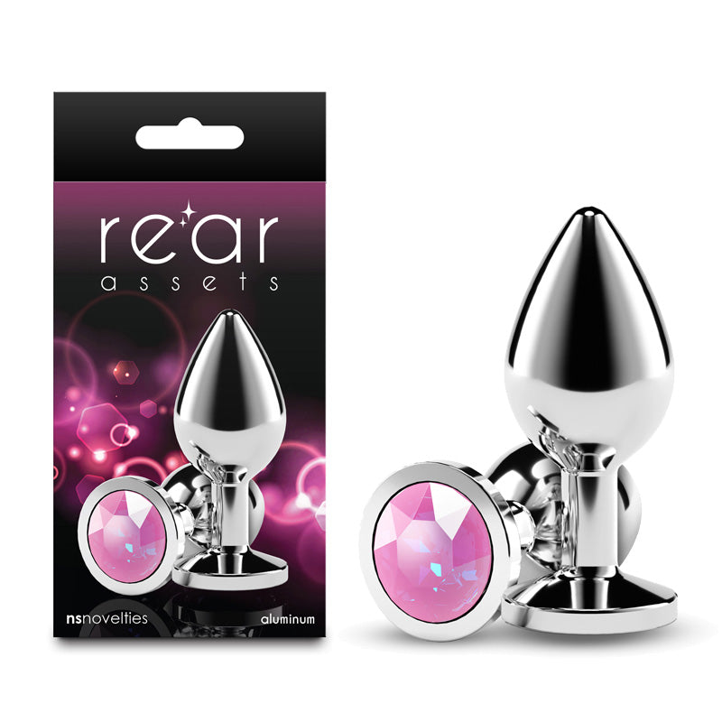 Rear Assets Medium Metal Butt Plug with Pink Gem Base