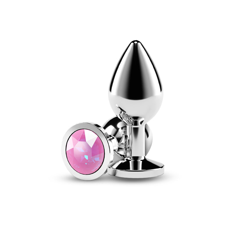 Rear Assets Medium Metal Butt Plug with Pink Gem Base
