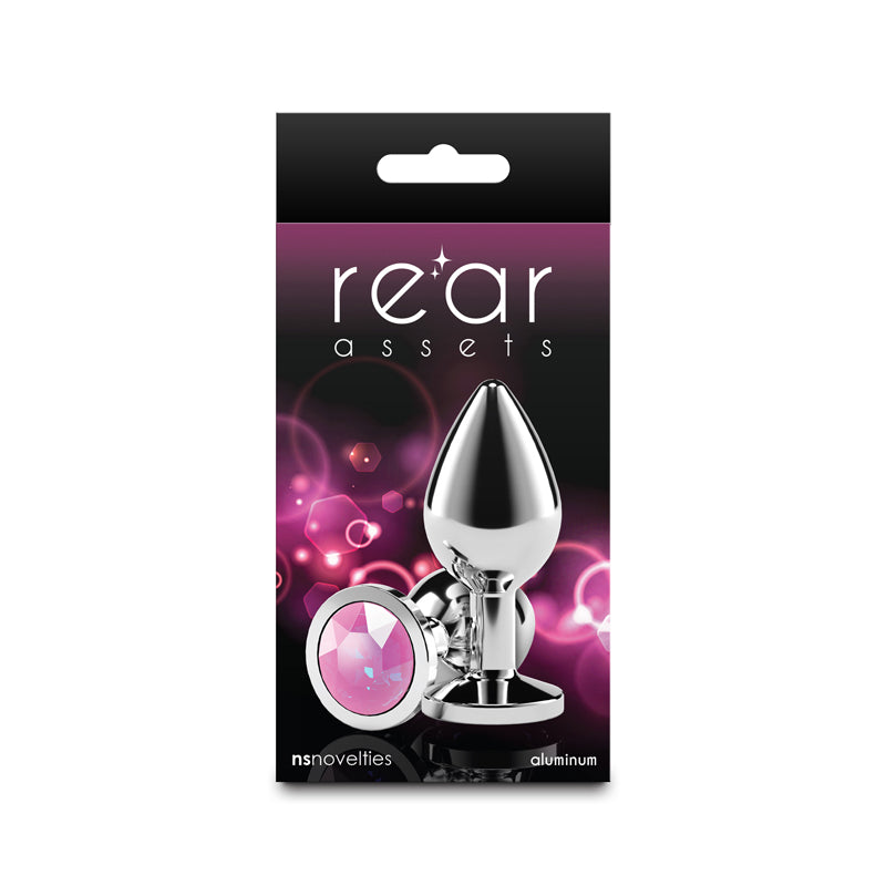 Rear Assets Medium Metal Butt Plug with Pink Gem Base