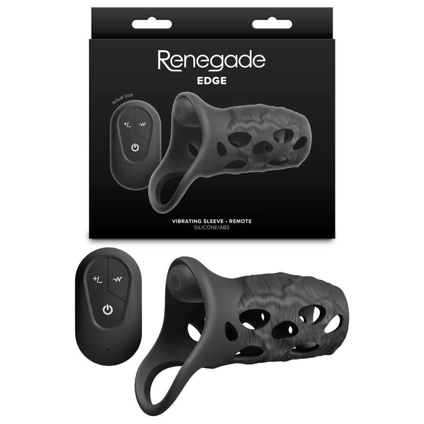 Renegade Edge – USB Rechargeable Waterproof Vibrating Penis Sleeve with Remote
