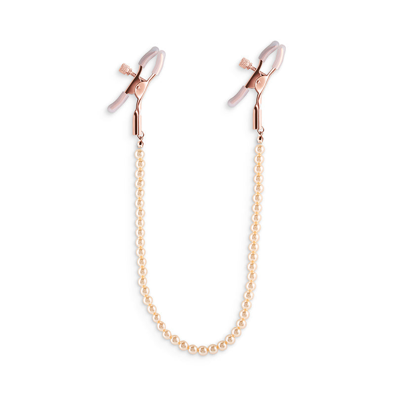 Bound Adjustable Nipple Clamps with Gold Pearl Chain – Silicone Tip Nipple Clamps