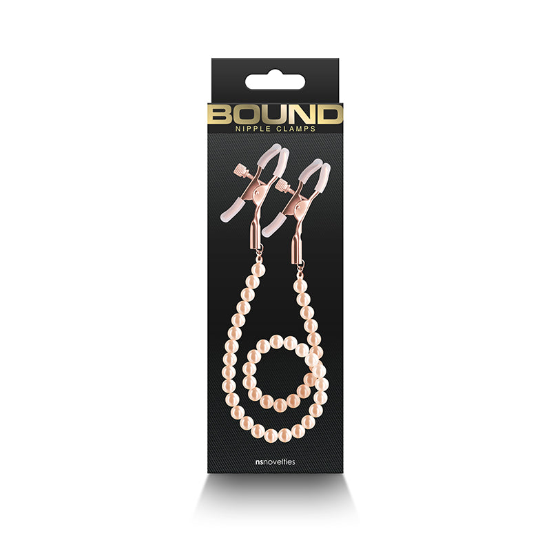 Bound Adjustable Nipple Clamps with Gold Pearl Chain – Silicone Tip Nipple Clamps