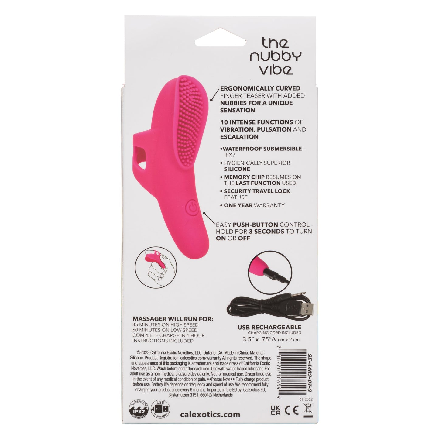 Neon Vibes The Nubby Vibe Pink Silicone Finger Teaser with 10 Functions and Rechargeable