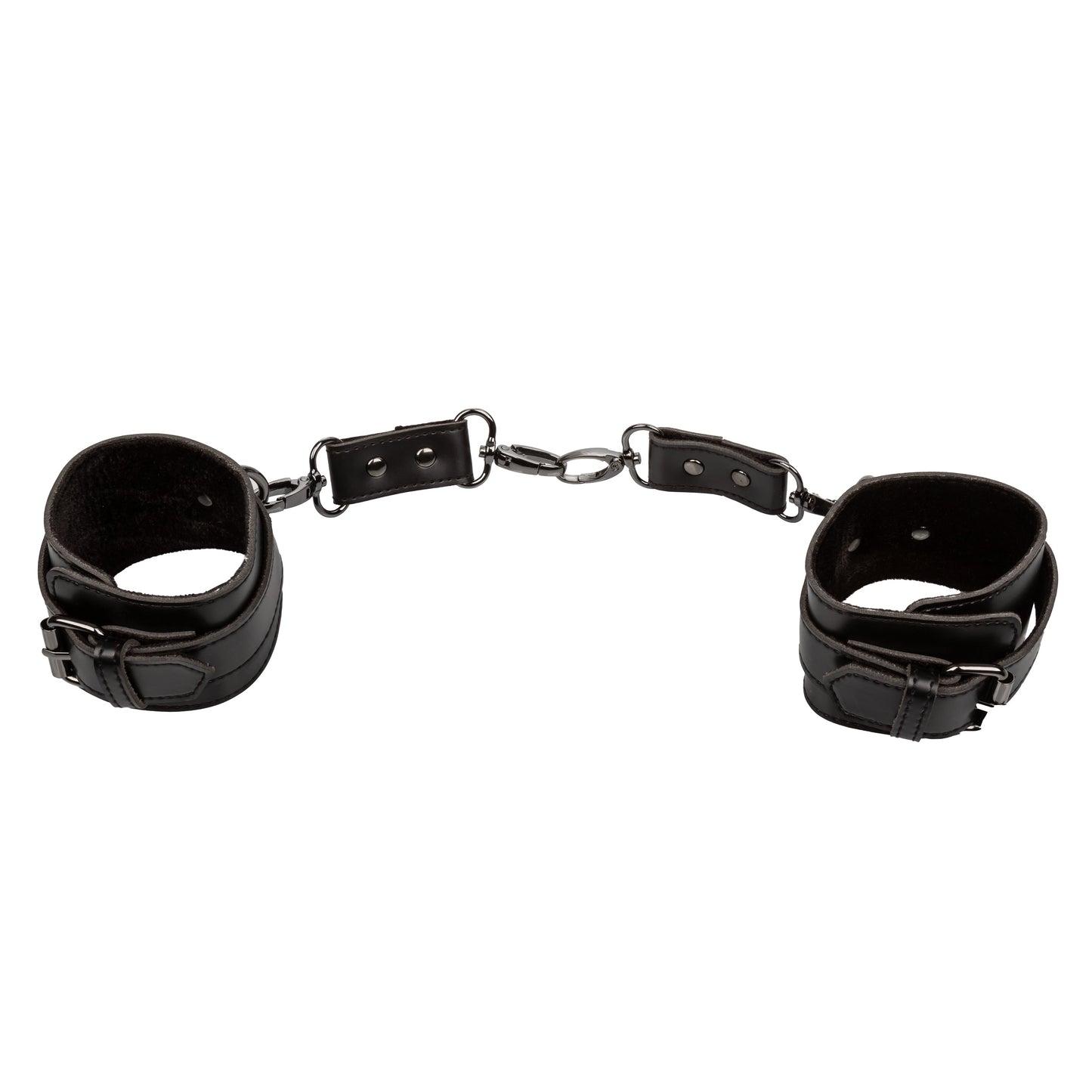 Euphoria Collection Black Adjustable Hand Cuffs with Velvet Interior and Vegan Leather Exterior