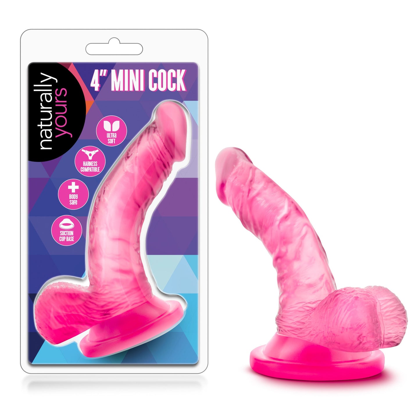 Naturally Yours 4 Inch Mini Cock Suction Base Dildo Pink
