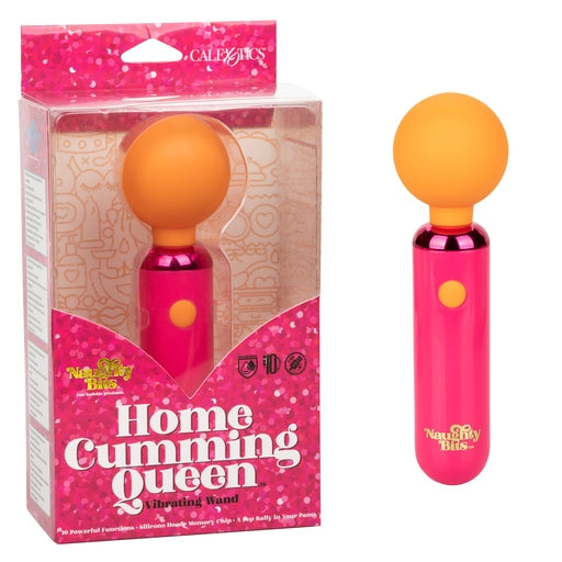 Naughty Bits Home Cumming Queen Vibrating Wand Pink and Orange Silicone Personal Massager