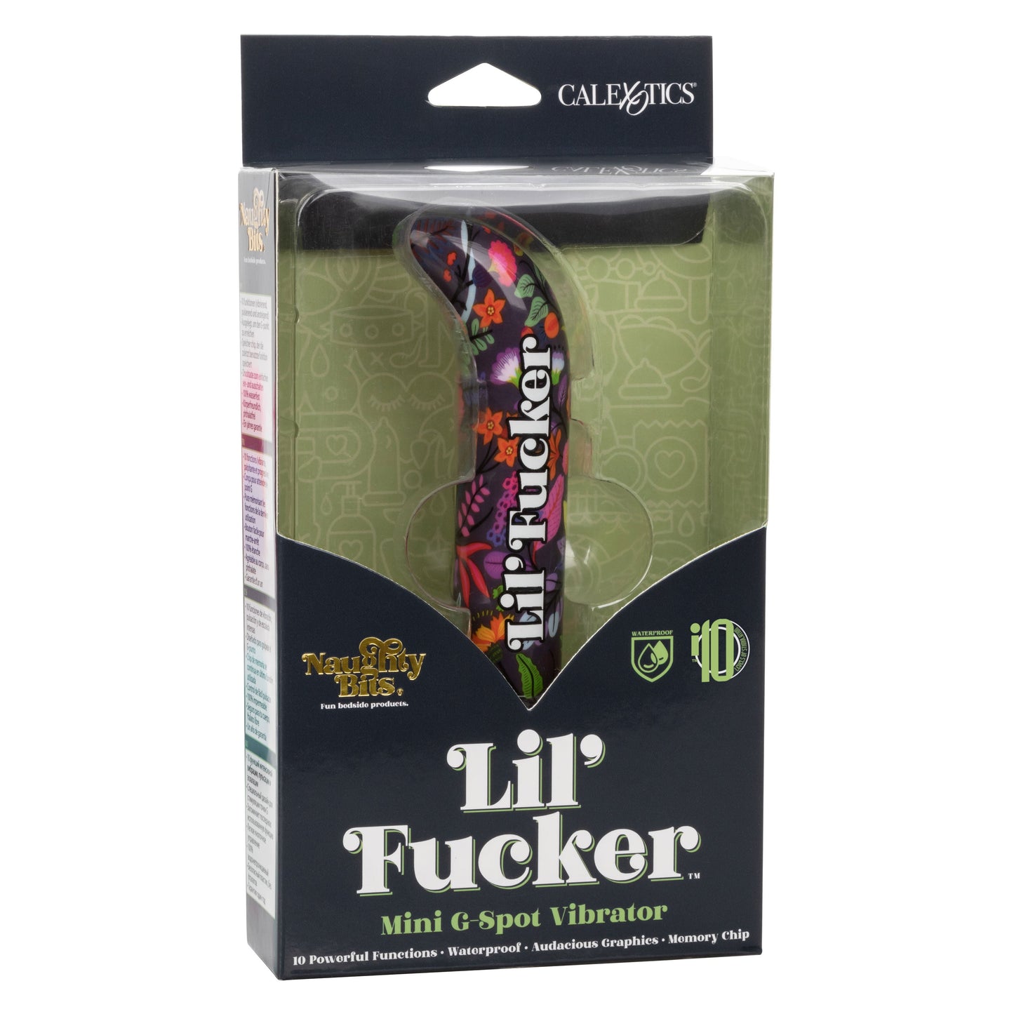 Naughty Bits Lil' Fucker Mini G-Spot Vibrator 4.25 Inch Waterproof with Floral Design