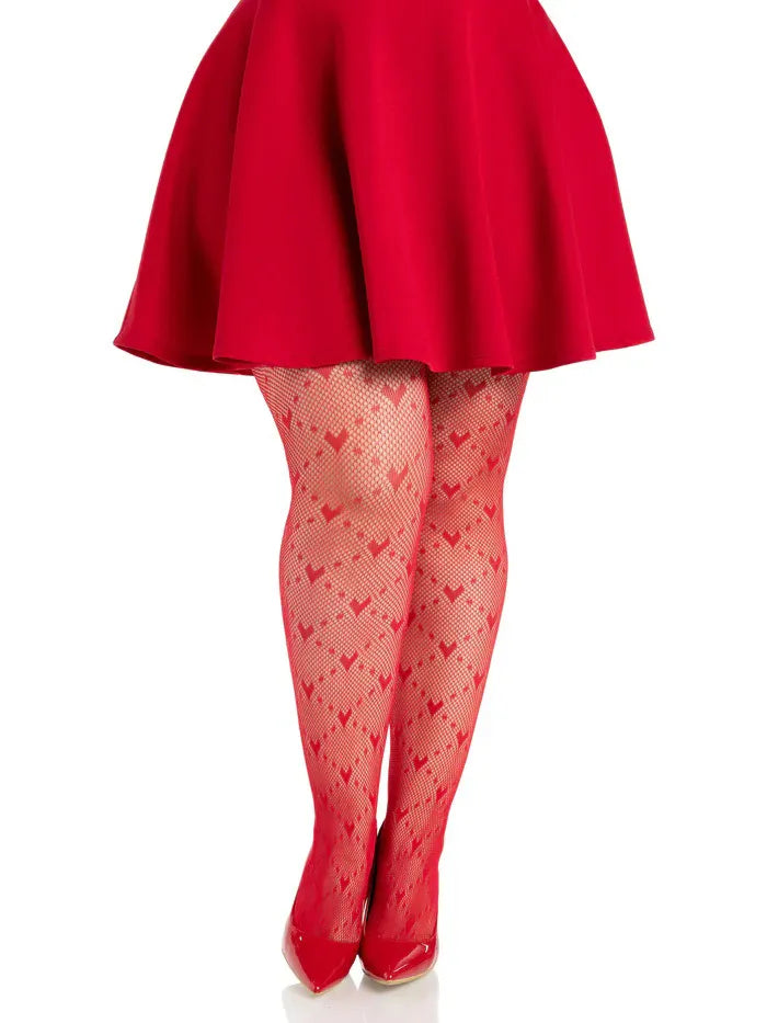 Plus Valentina Heart Net Tights – Plus Size Hosiery