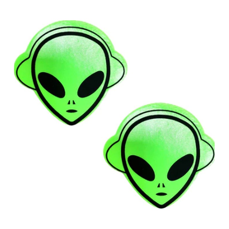 Neon Green Blacklight Alien Pasties for Raves and Parties
