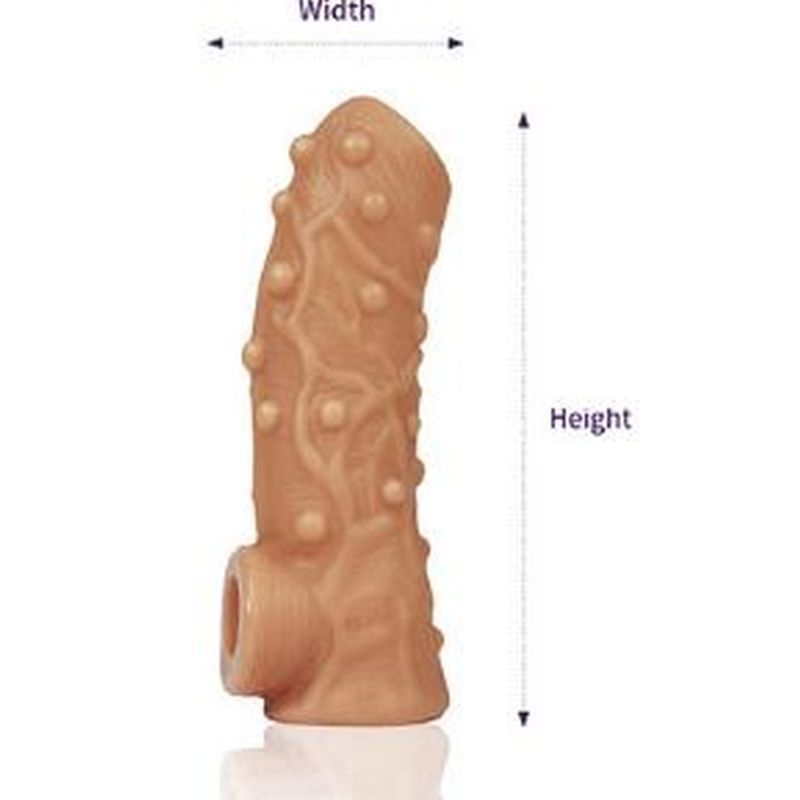 Nude Penis Sleeve Textured and Studded Soft Silicone Large