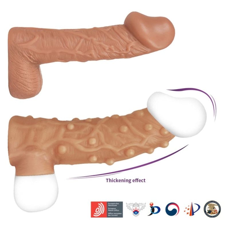 Nude Sleeve 10cm Shaft Soft Silicone Girth Enhancer with Studs