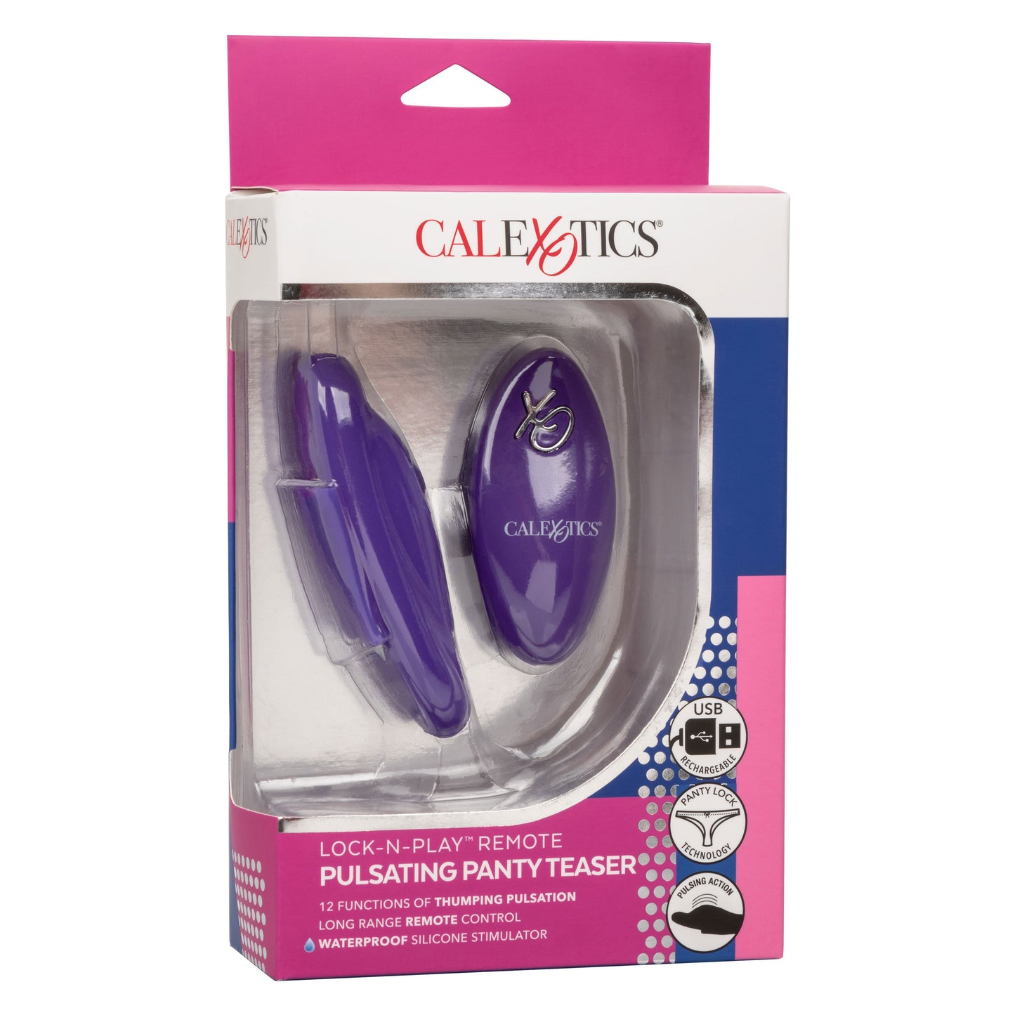 Lock-N-Play Remote Pulsating Panty Teaser Wireless Silicone Vibrator with Mini Remote Control in Purple
