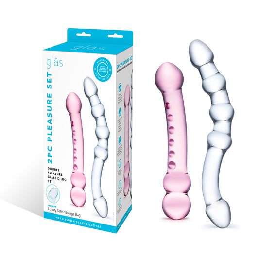 Glas Double Pleasure 6 Inch and 7.5 Inch Two-Piece Glass Dildo Set