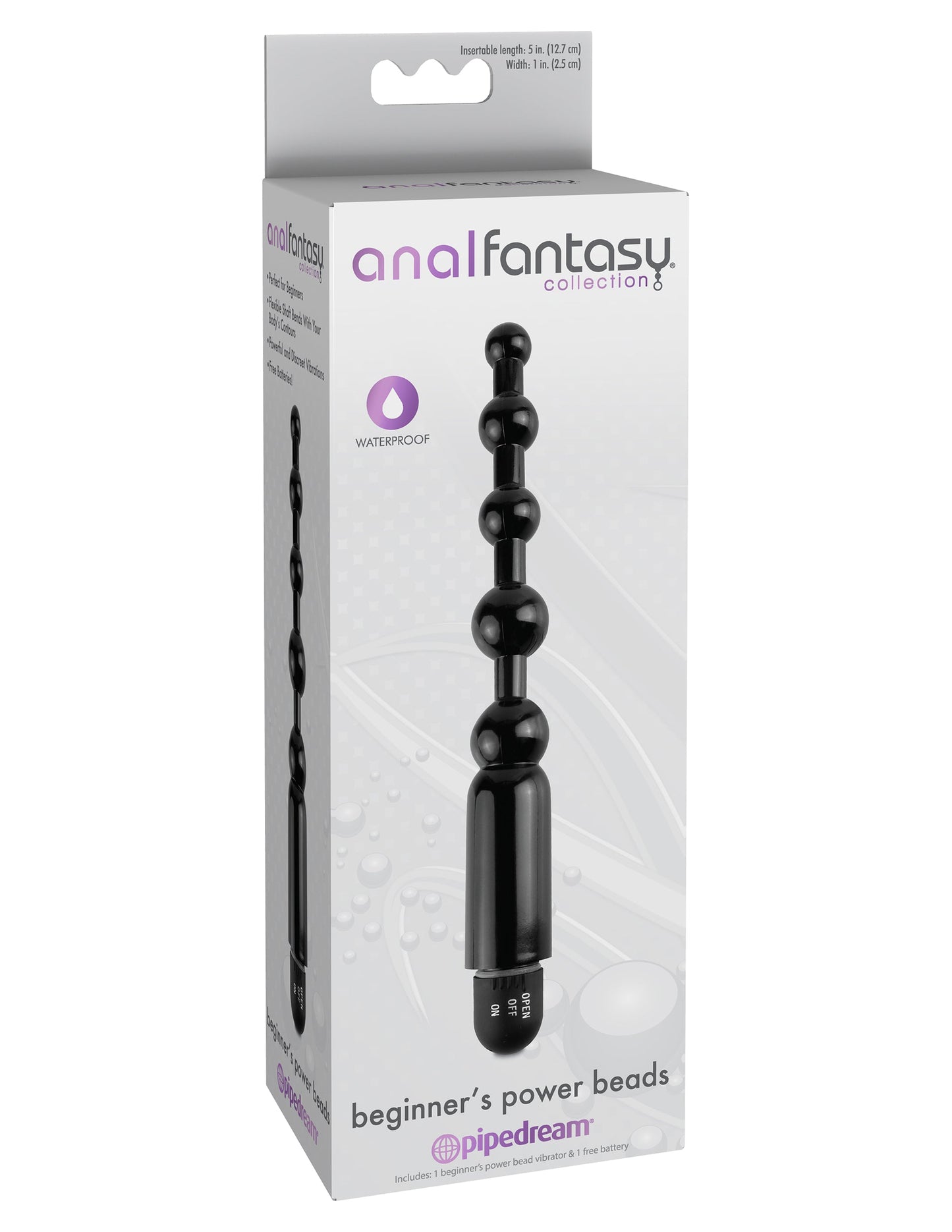 Anal Fantasy Collection Beginner's Power Beads (Black) – Vibrating 12.7 cm Anal Beads