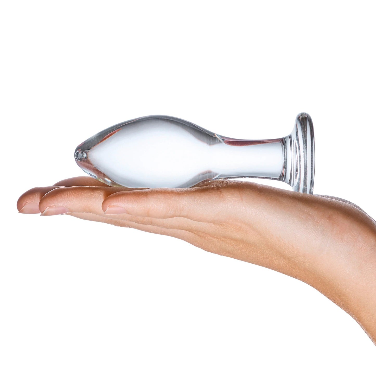 Glas 4 Inch Classic Clear Glass Butt Plug with Flared Base