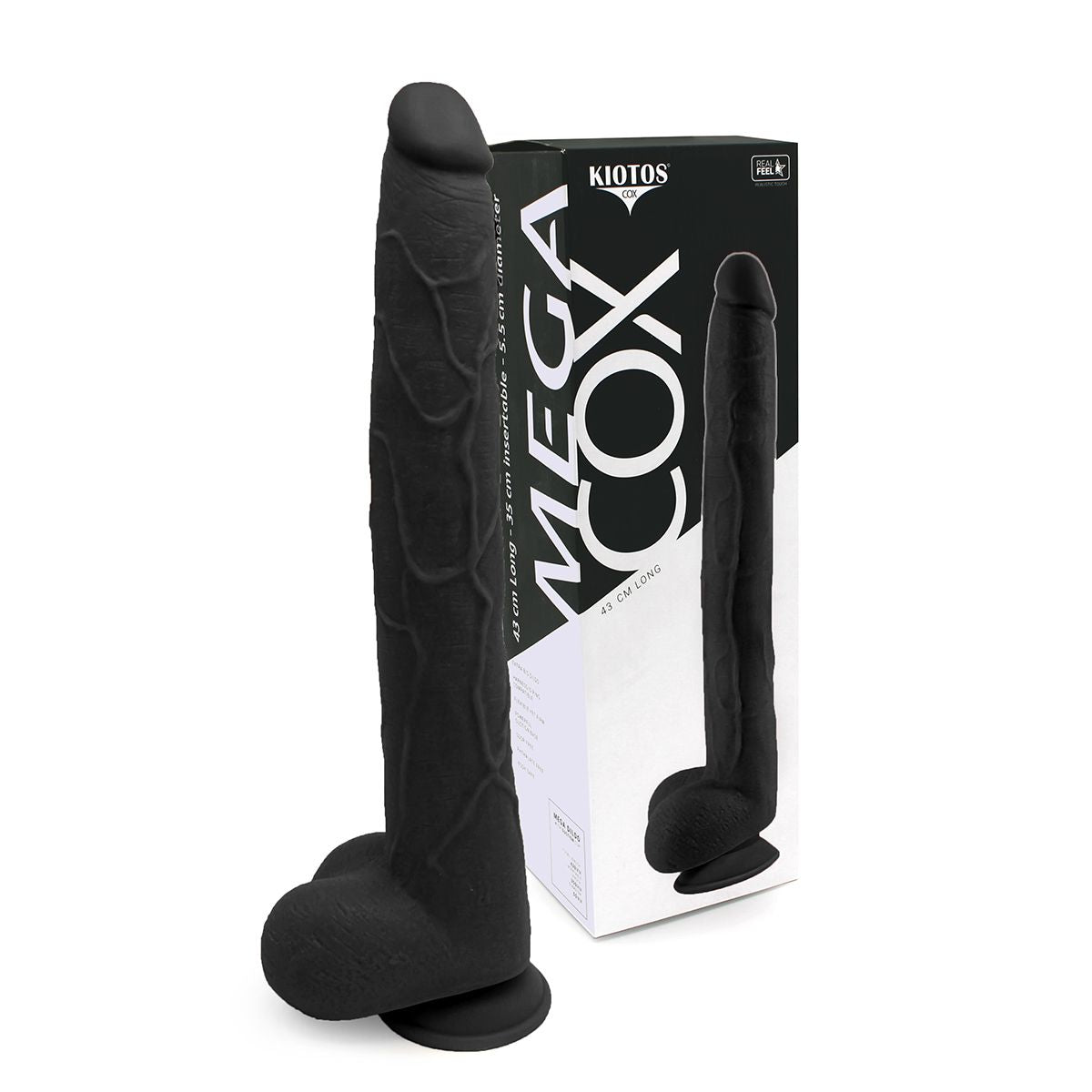 Kiotos Cox Mega Black 04 Large Realistic Suction Cup Dildo 43 cm