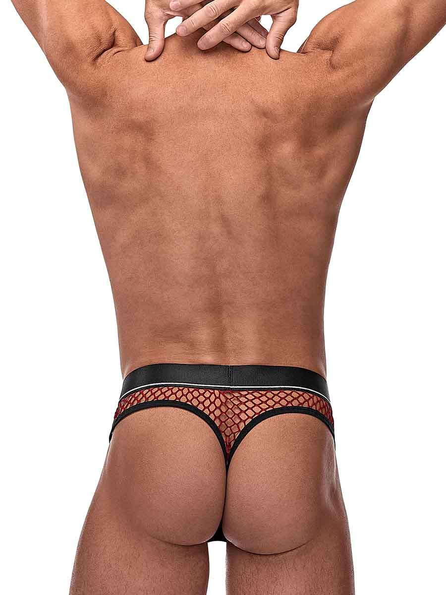 Male Power Burgundy Cock Pit Net Mesh Cock Ring Thong S/M
