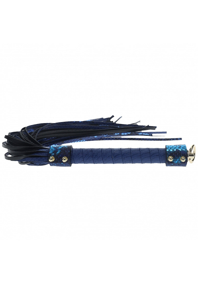 Ouch Florence Collection Flogger in Blue PU Leather with Iridescent Hardware