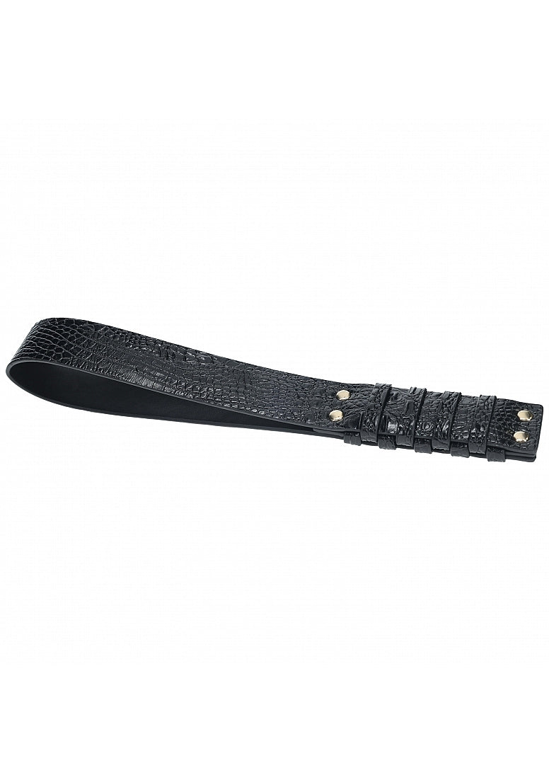 Ouch Rome Collection Black Croc Embossed PU Leather Paddle with Iridescent Hardware
