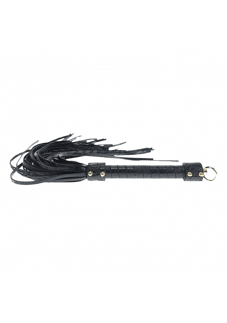 Ouch Rome Collection Flogger Black PU Leather with Iridescent Hardware
