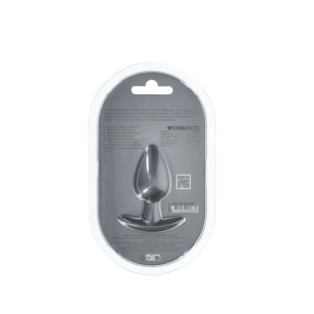 Ouch Anal Plug Medium Gun Metal Grey 3.1 Inches Butt Plug