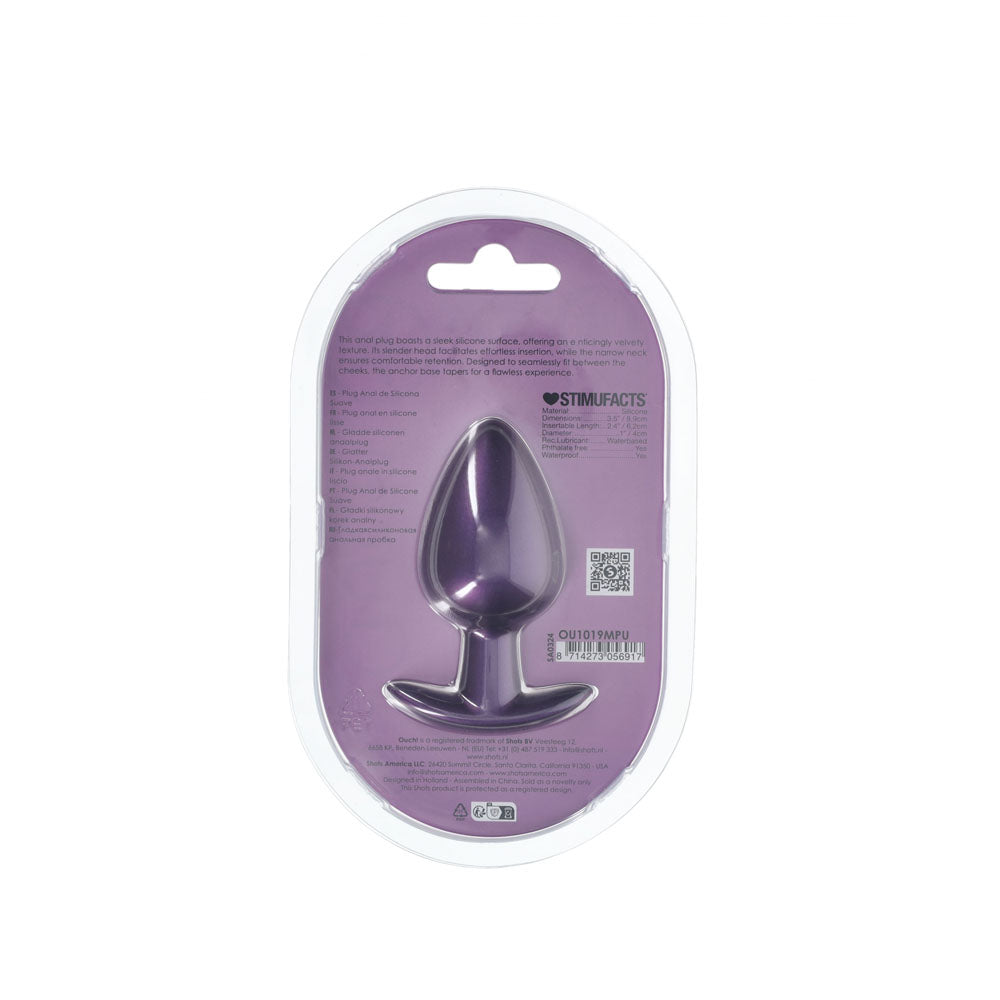 OUCH! Anal Plug - Large 8.9 cm Metallic Purple Butt Plug