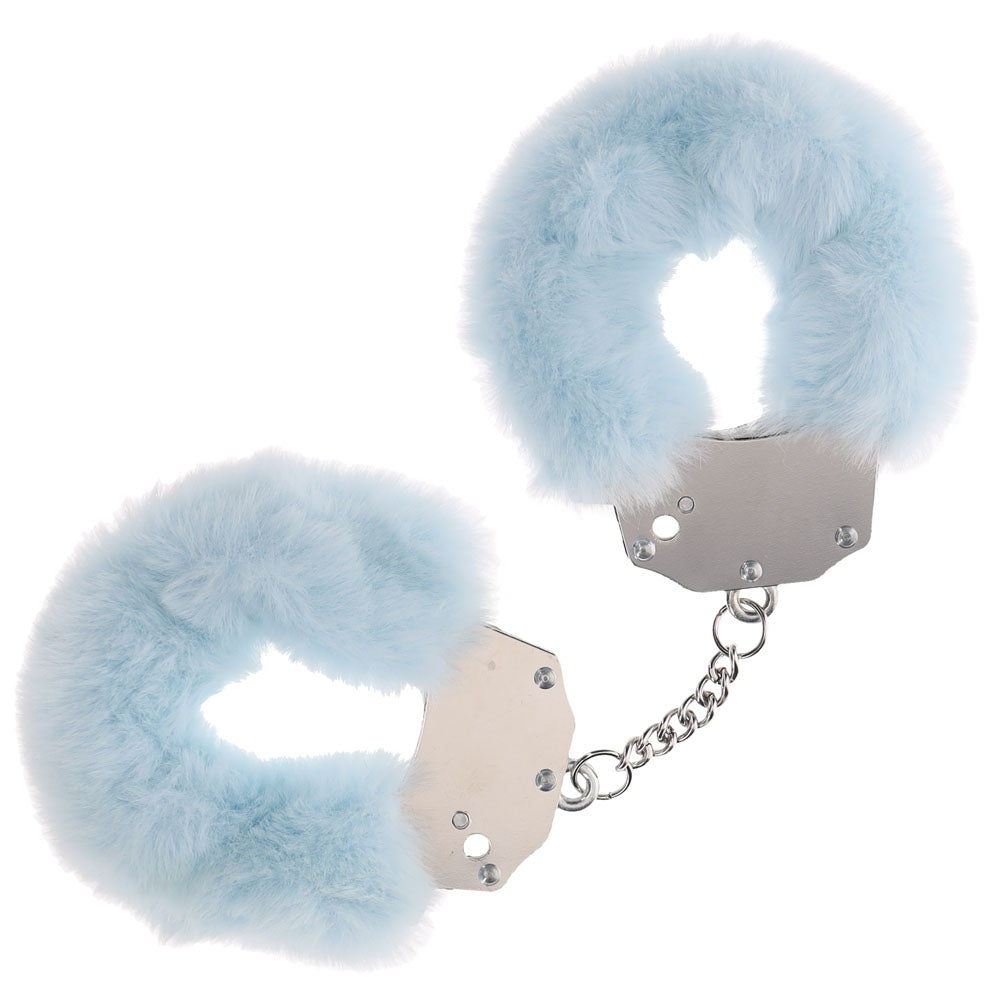 OUCH! Heavy-Duty Fluffy Cuffs 24.2cm Powder Blue Restraints